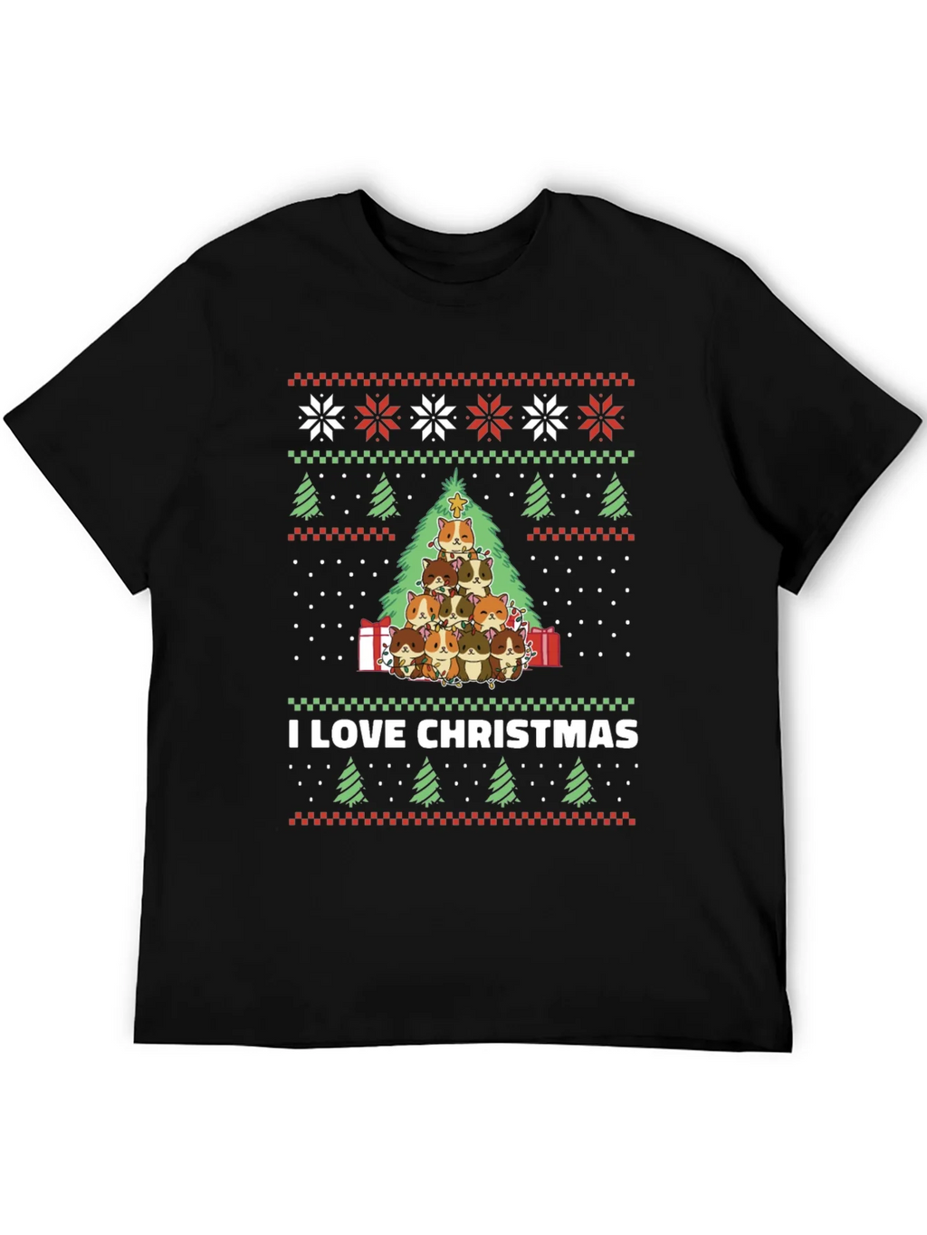 I Love Christmas Guinea Pig Tree T-Shirt product image 8