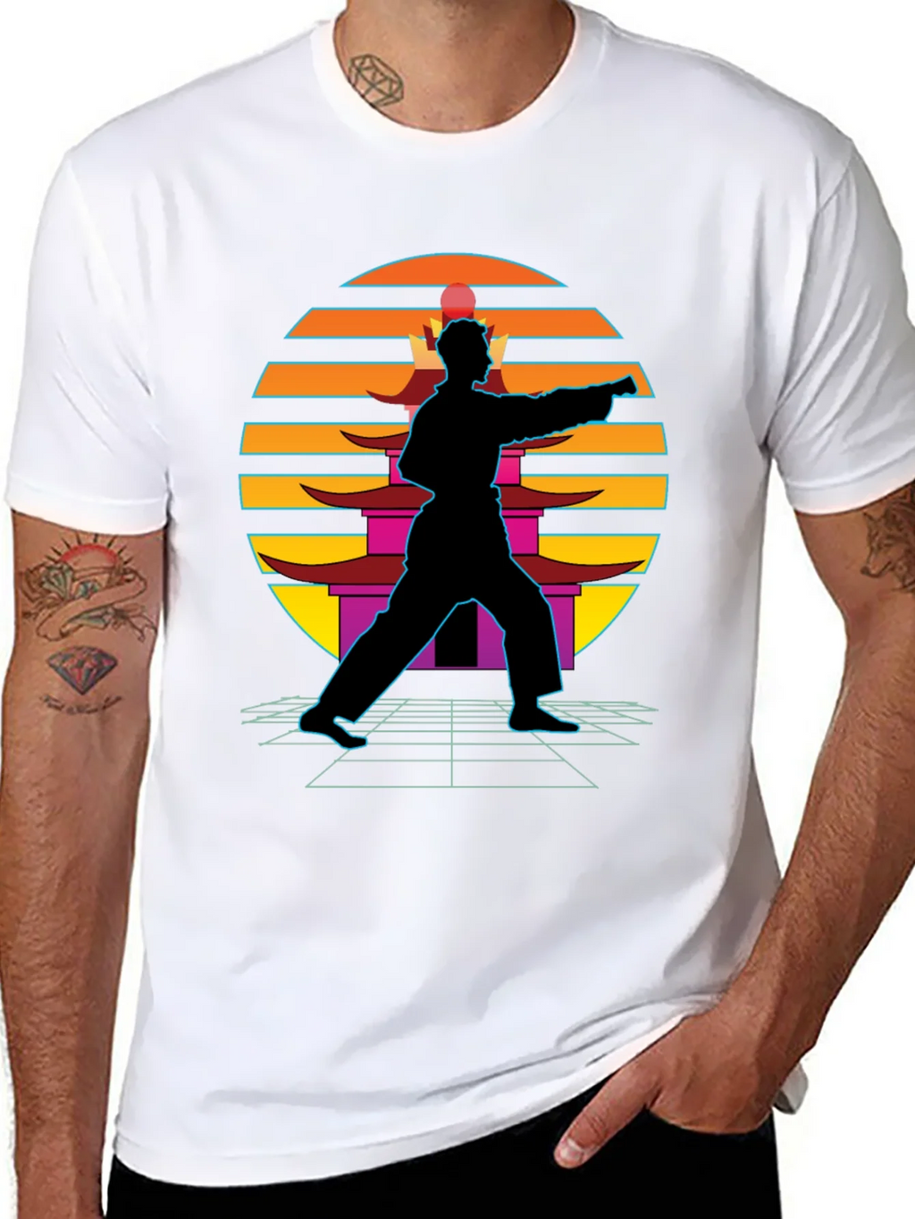 Retro Karate Black T-Shirt product image 10