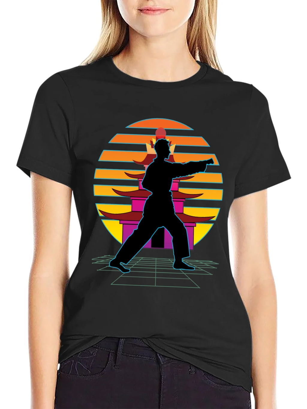 Retro Karate Black T-Shirt product image 5
