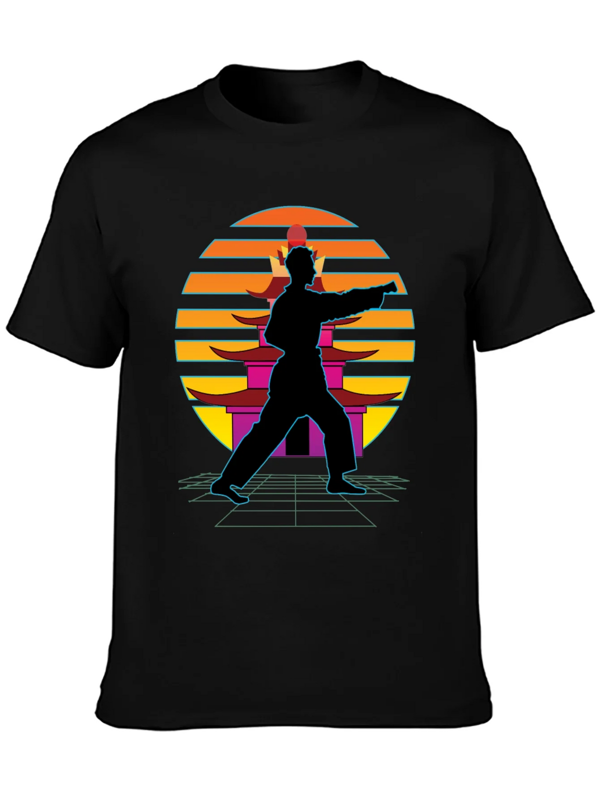 Retro Karate Black T-Shirt product image 6