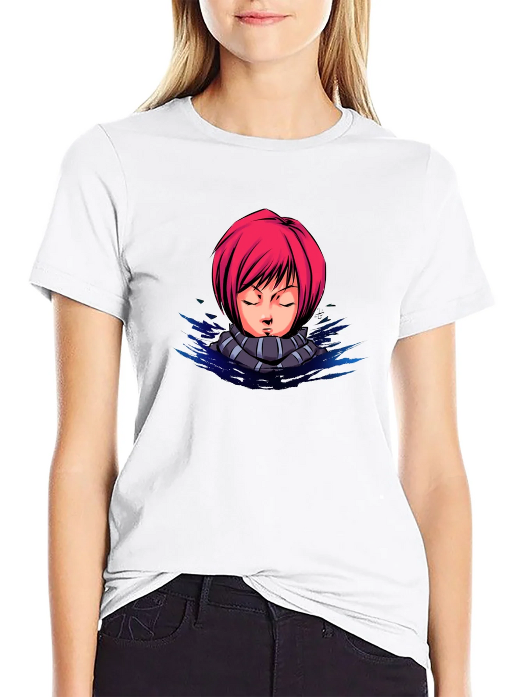 Anime Girl Graphic Tee - Black Cotton T-Shirt product image 11