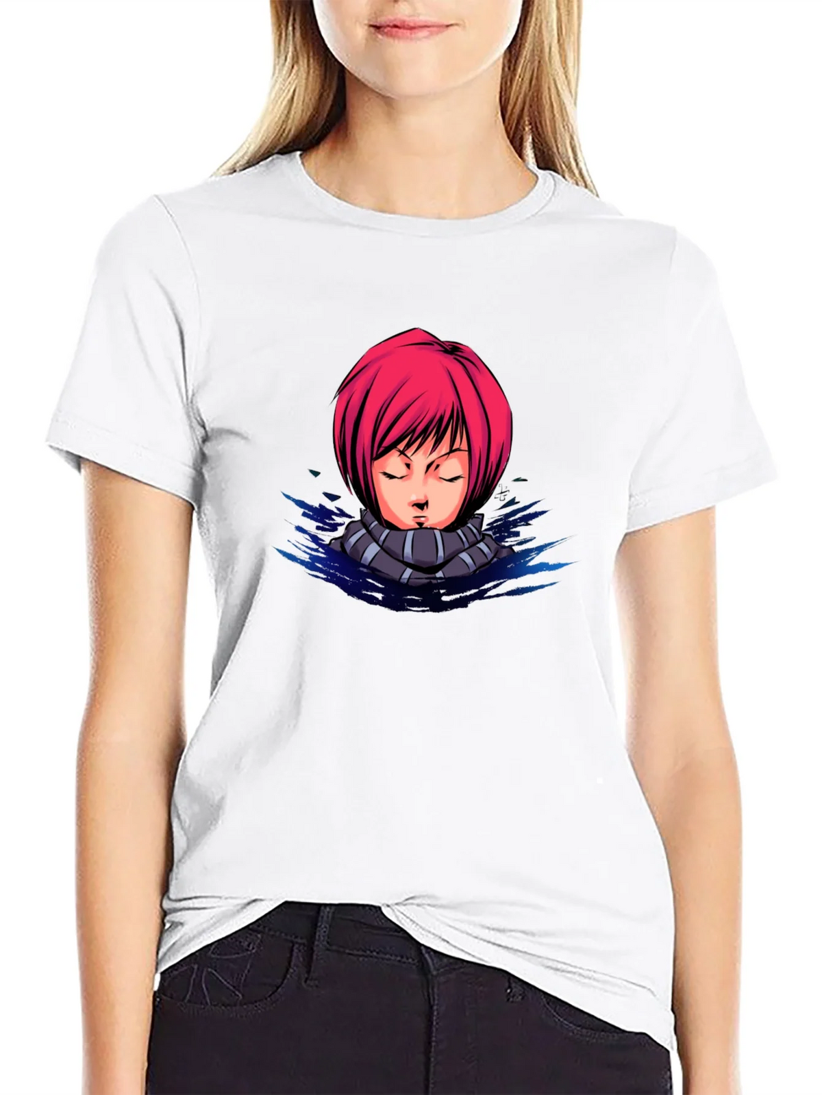 Anime Girl Graphic Tee - Black Cotton T-Shirt product image 11