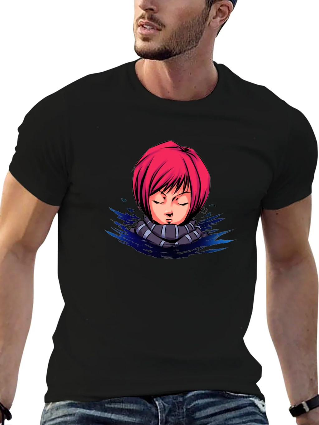 Anime Girl Graphic Tee - Black Cotton T-Shirt product image 9