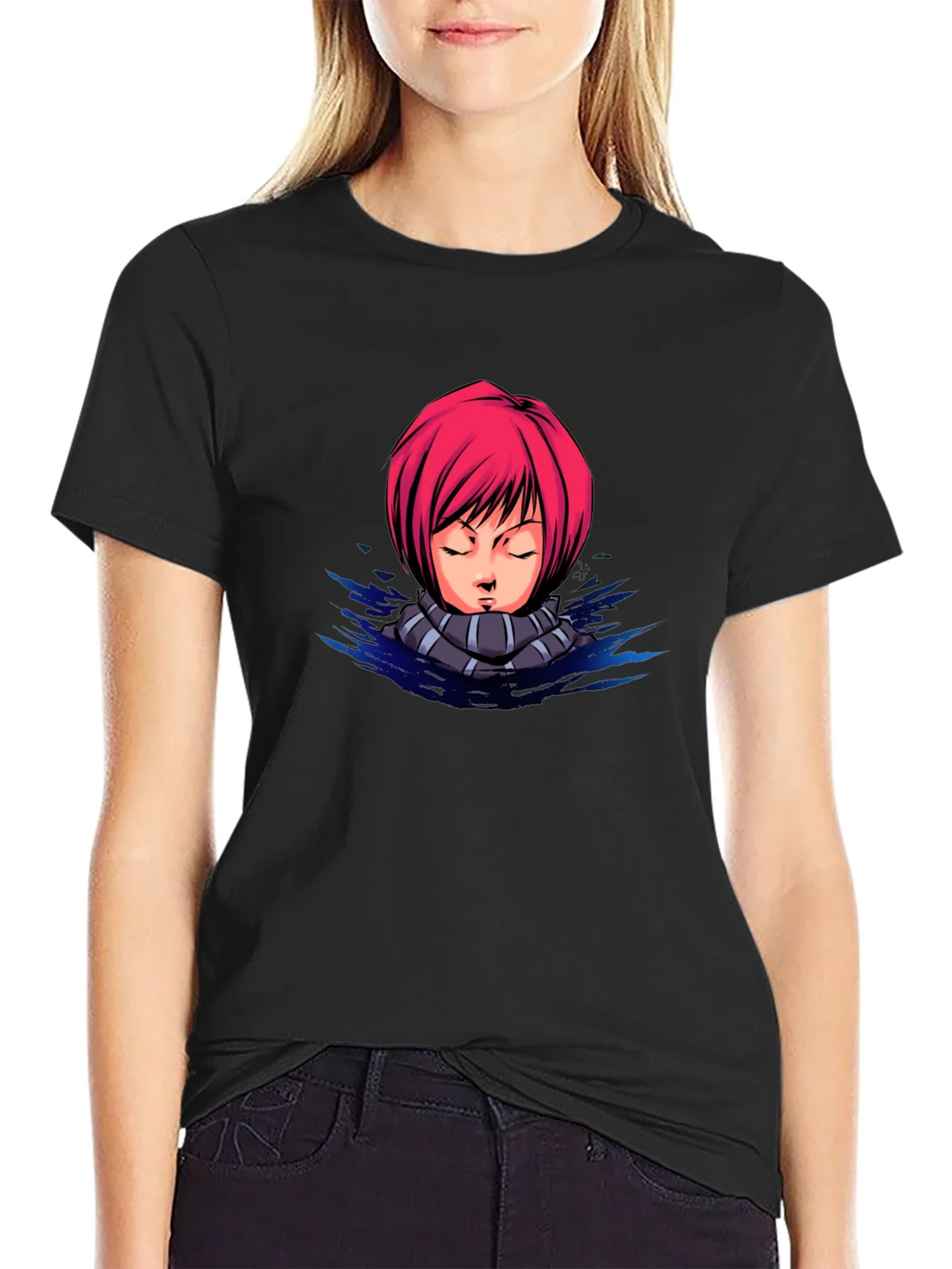 Anime Girl Graphic Tee - Black Cotton T-Shirt product image 5
