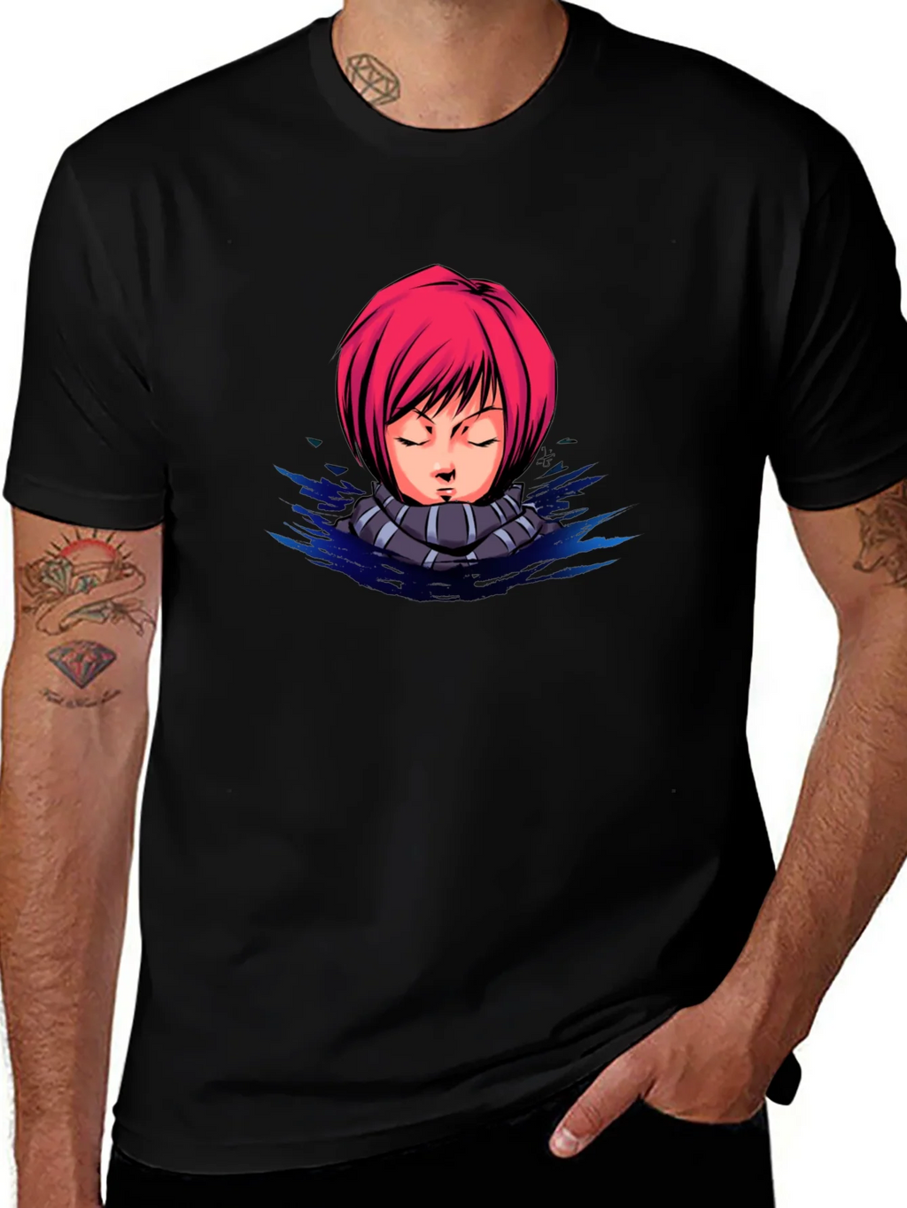 Anime Girl Graphic Tee - Black Cotton T-Shirt product image 1