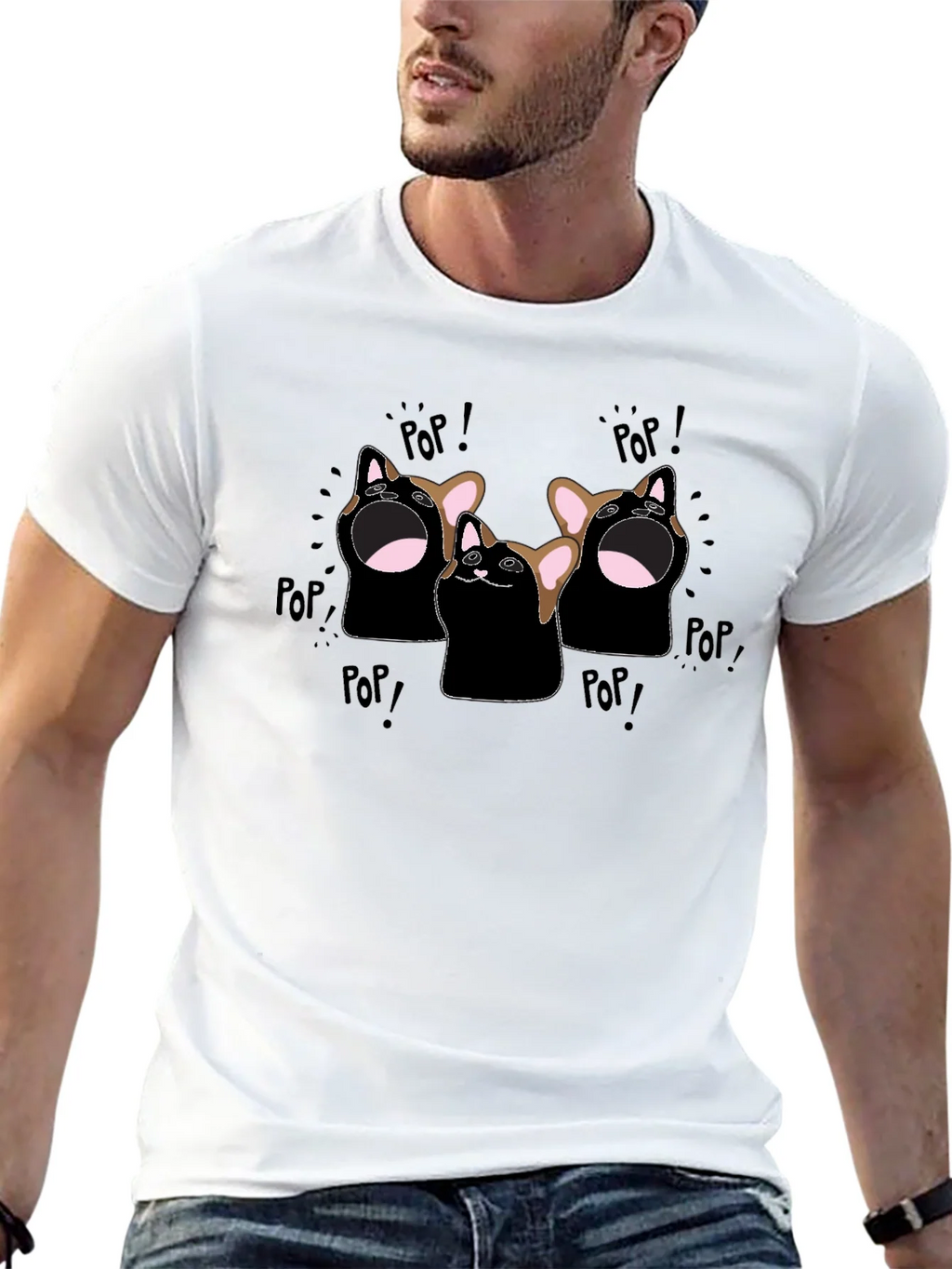 Pop Cat Graphic T-Shirt - Black product image 4