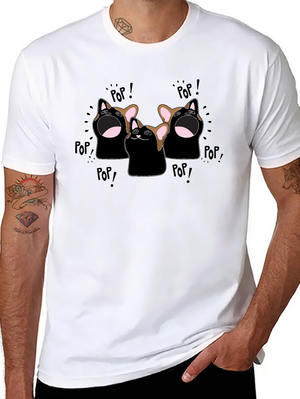 Pop Cat Graphic T-Shirt - Black product image 10