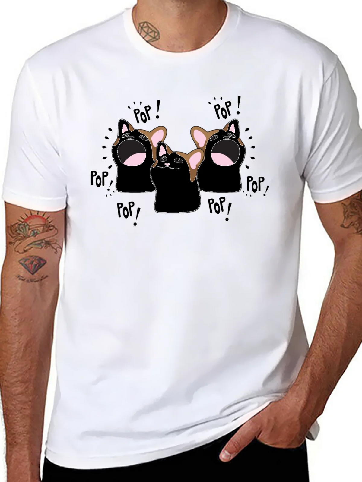 Pop Cat Graphic T-Shirt - Black product image 10