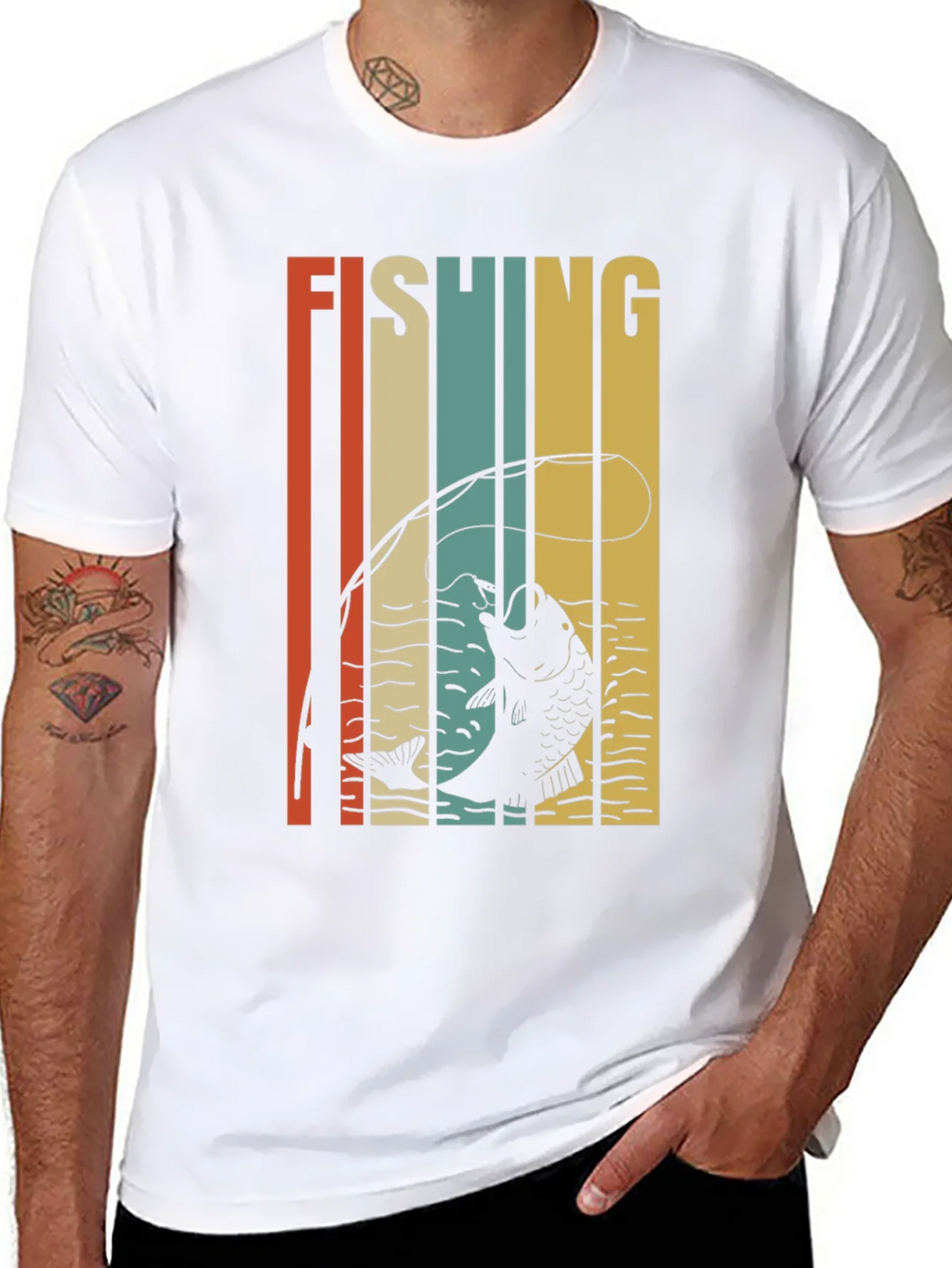 Retro Fishing Graphic T-Shirt - Black product image 10