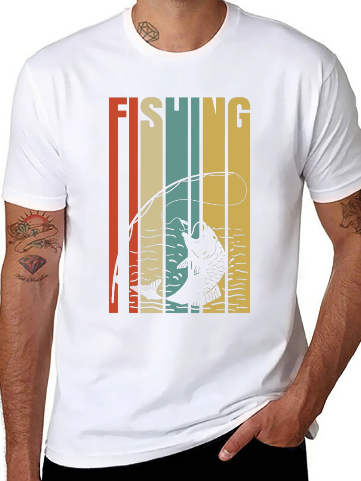 Retro Fishing Graphic T-Shirt - Black product image 10