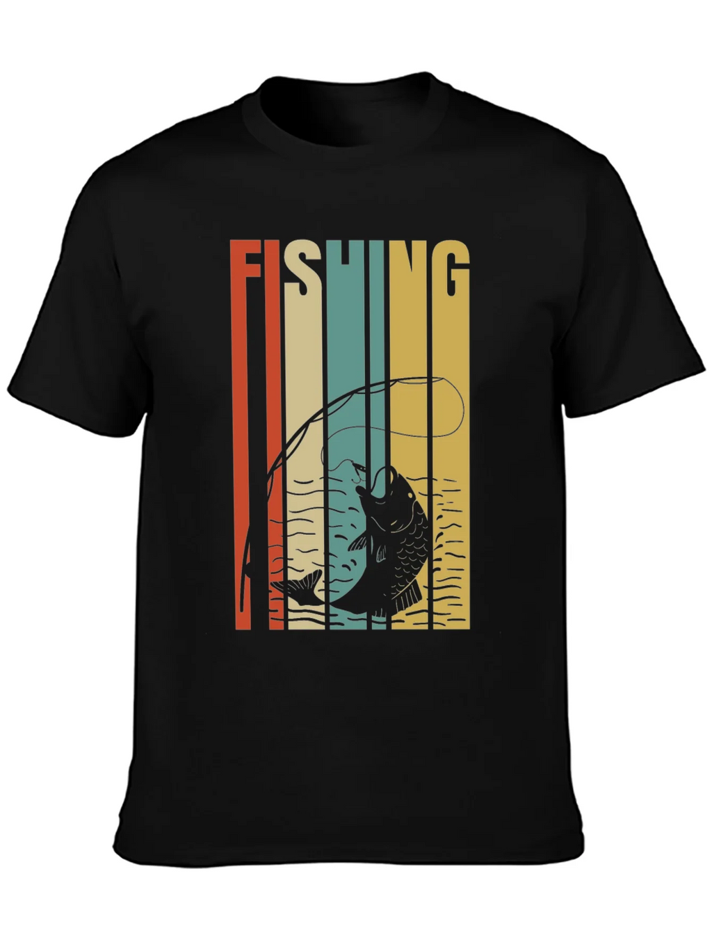 Retro Fishing Graphic T-Shirt - Black product image 6