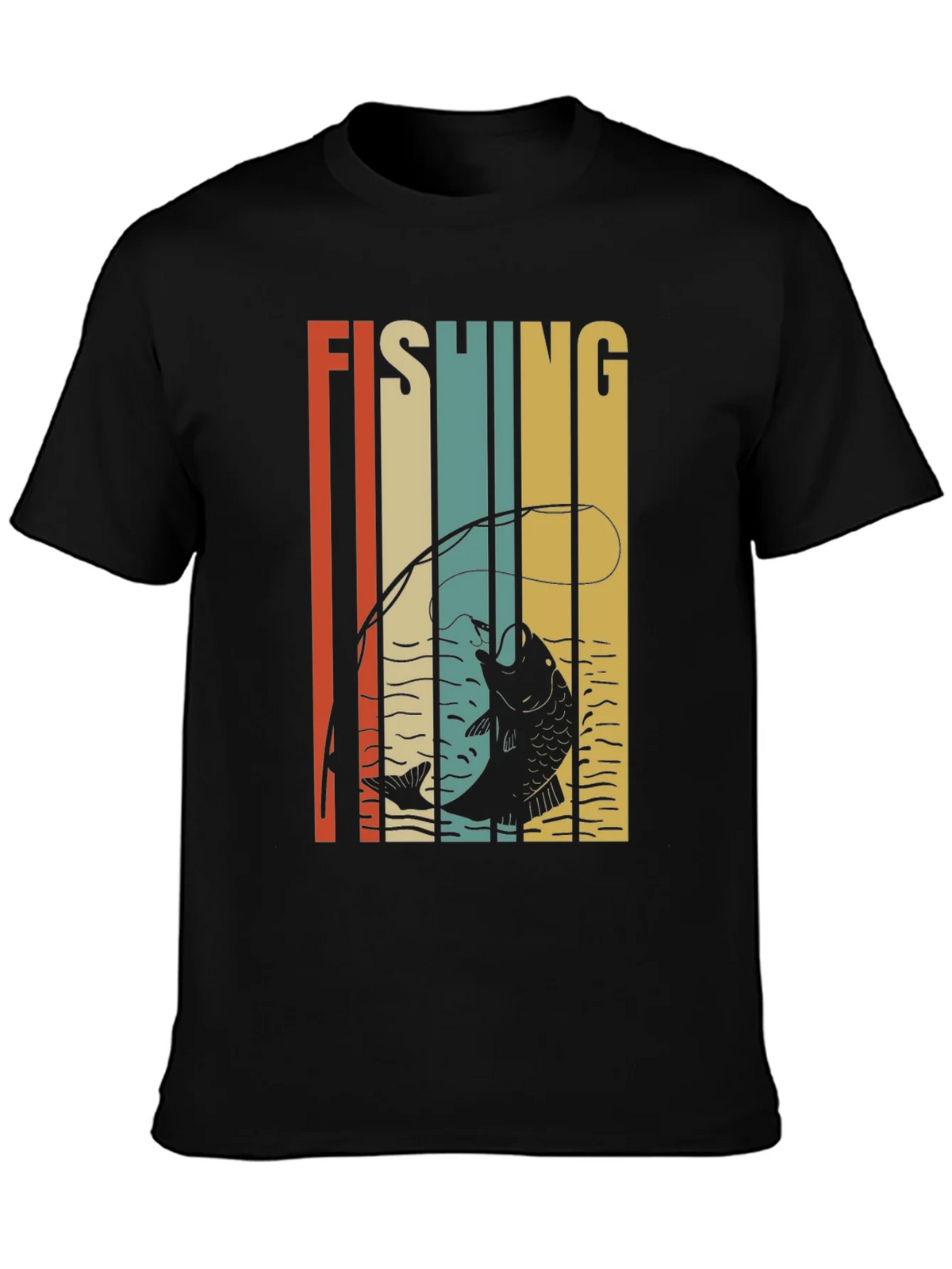 Retro Fishing Graphic T-Shirt - Black product image 6