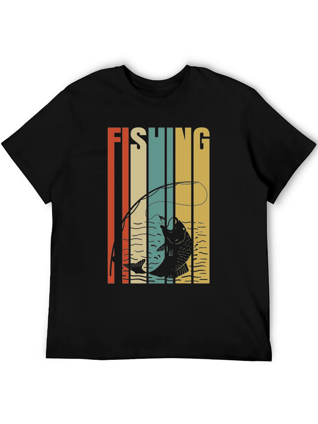 Retro Fishing Graphic T-Shirt - Black product image 8
