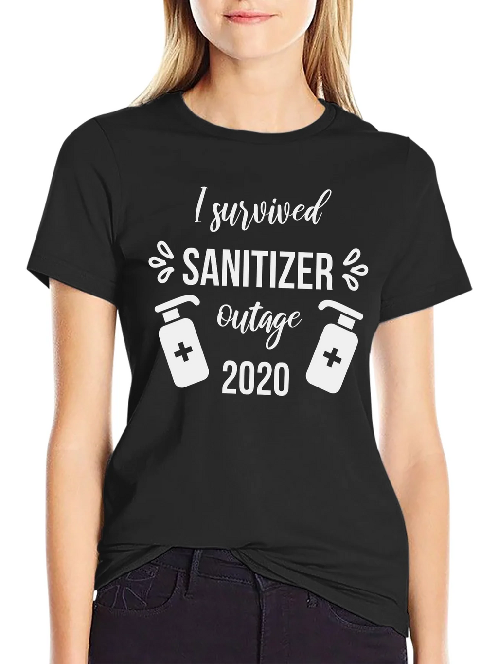 I Survived Sanitizer Outage 2020 Black T-Shirt product image 5