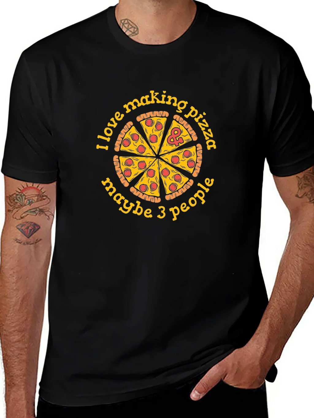 I Love Making Pizza Funny Graphic Tee - Black Cotton T-Shirt product image 1