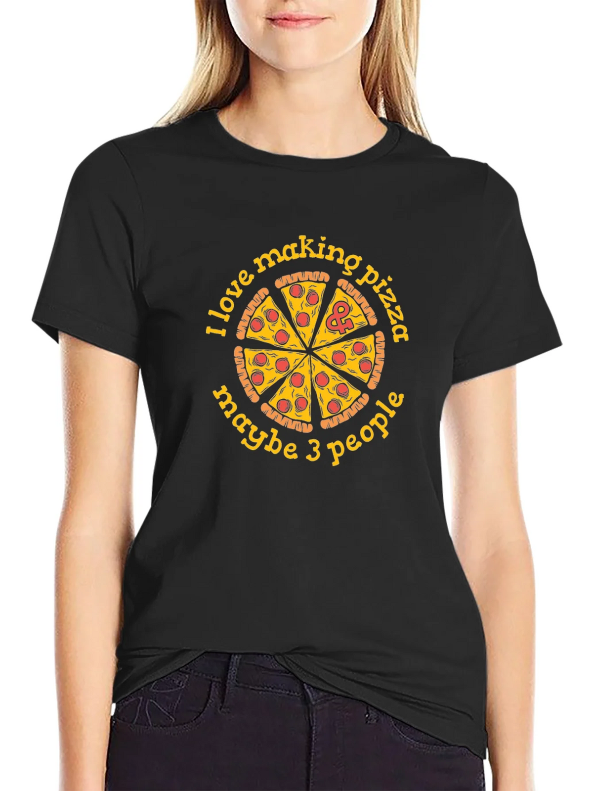 I Love Making Pizza Funny Graphic Tee - Black Cotton T-Shirt product image 5
