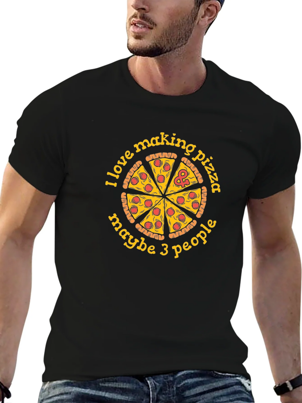 I Love Making Pizza Funny Graphic Tee - Black Cotton T-Shirt product image 9